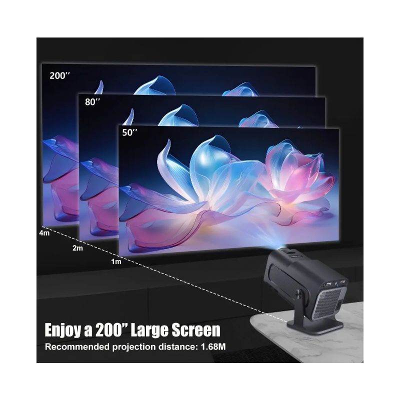 Projecteur HY320 Android 11 4K Portable avec Dual Wifi6 et Bluetooth 5.0 pour Cinéma en Plein Air et Maison