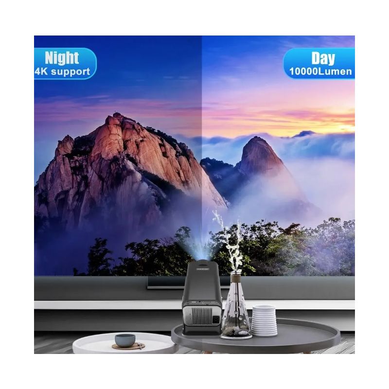 Projecteur HY320 Android 11 4K Portable avec Dual Wifi6 et Bluetooth 5.0 pour Cinéma en Plein Air et Maison