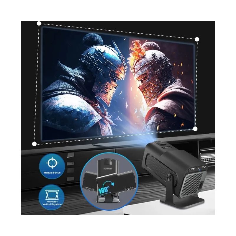 Projecteur HY320 Android 11 4K Portable avec Dual Wifi6 et Bluetooth 5.0 pour Cinéma en Plein Air et Maison