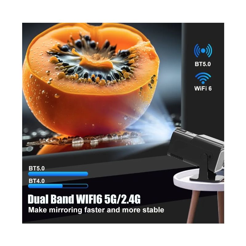 Projecteur HY320 Android 11 4K Portable avec Dual Wifi6 et Bluetooth 5.0 pour Cinéma en Plein Air et Maison