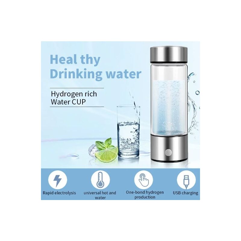 Générateur d'Hydrogène Tasse à Eau 420ml Verre Borosilicaté Hydratation Optimale Santé et Bien-être Portable