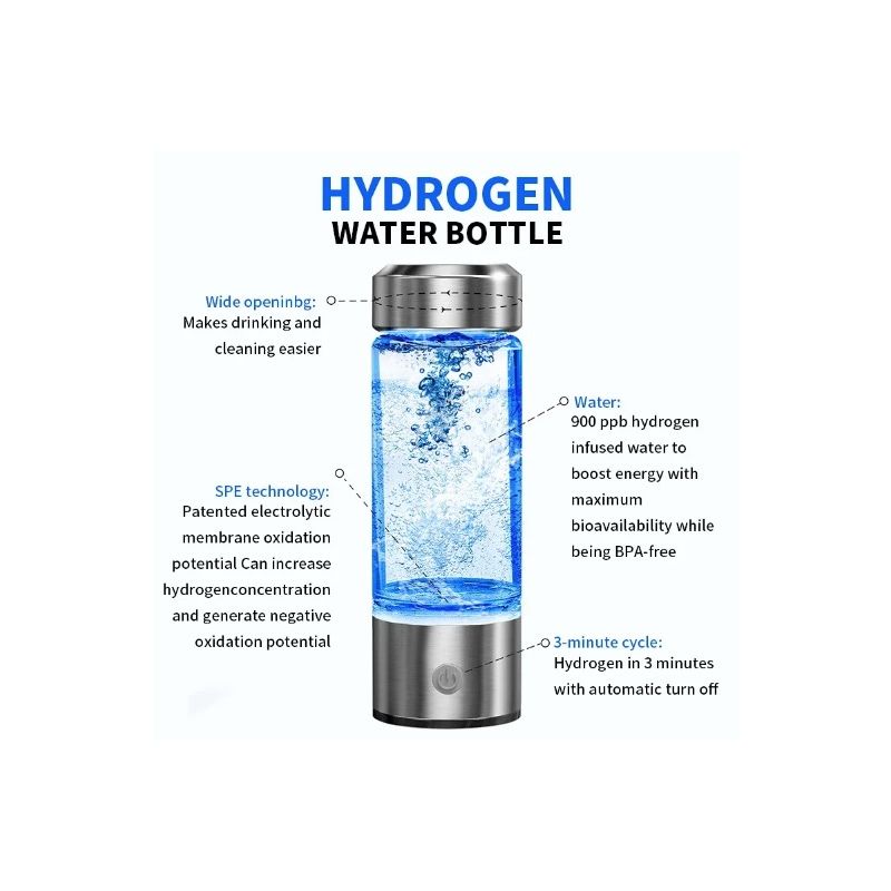Générateur d'Hydrogène Tasse à Eau 420ml Verre Borosilicaté Hydratation Optimale Santé et Bien-être Portable