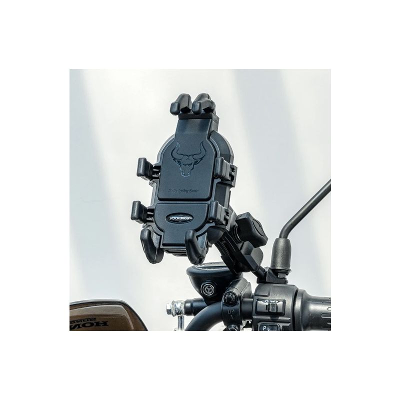 Support Téléphone Rotatif ROCKBROS Aluminium Réglable Vélo Moto Antidérapant avec Absorption Chocs Silicone