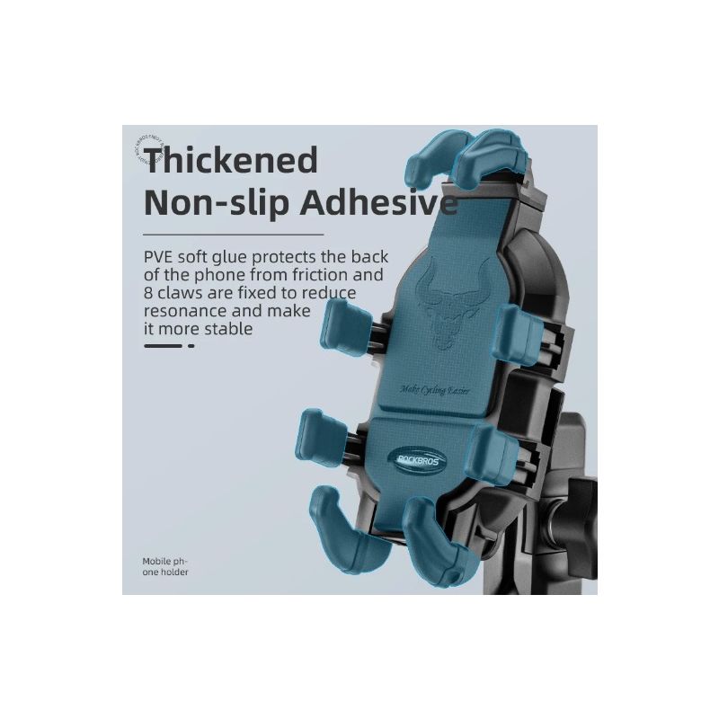 Support Téléphone Rotatif ROCKBROS Aluminium Réglable Vélo Moto Antidérapant avec Absorption Chocs Silicone