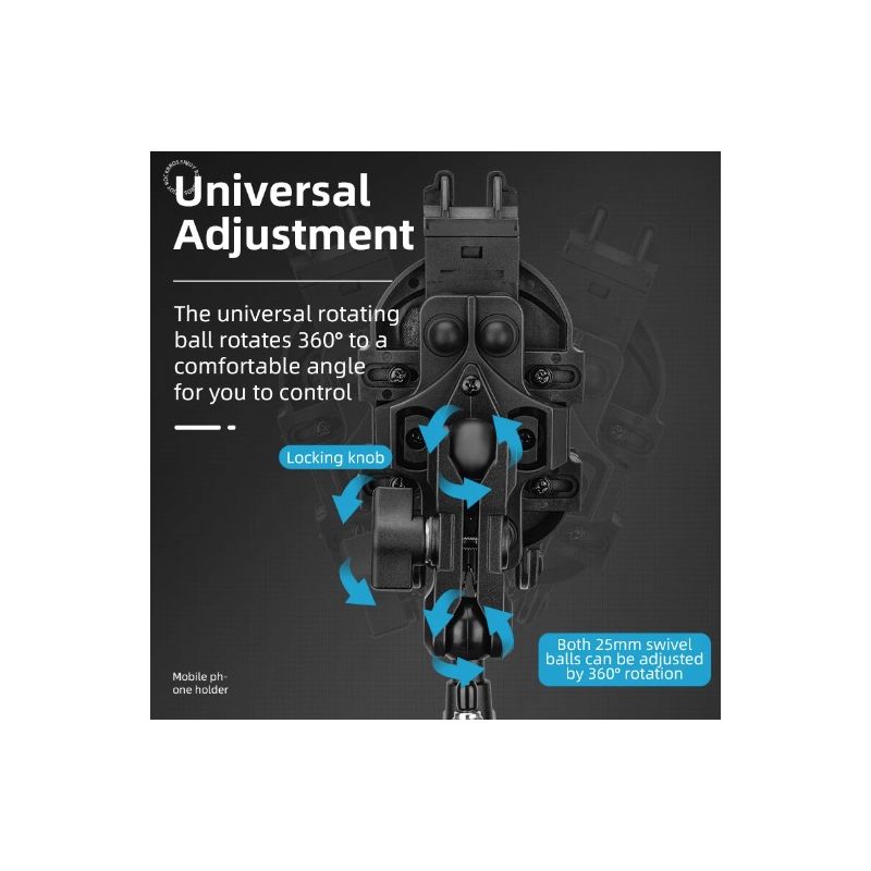 Support Téléphone Rotatif ROCKBROS Aluminium Réglable Vélo Moto Antidérapant avec Absorption Chocs Silicone