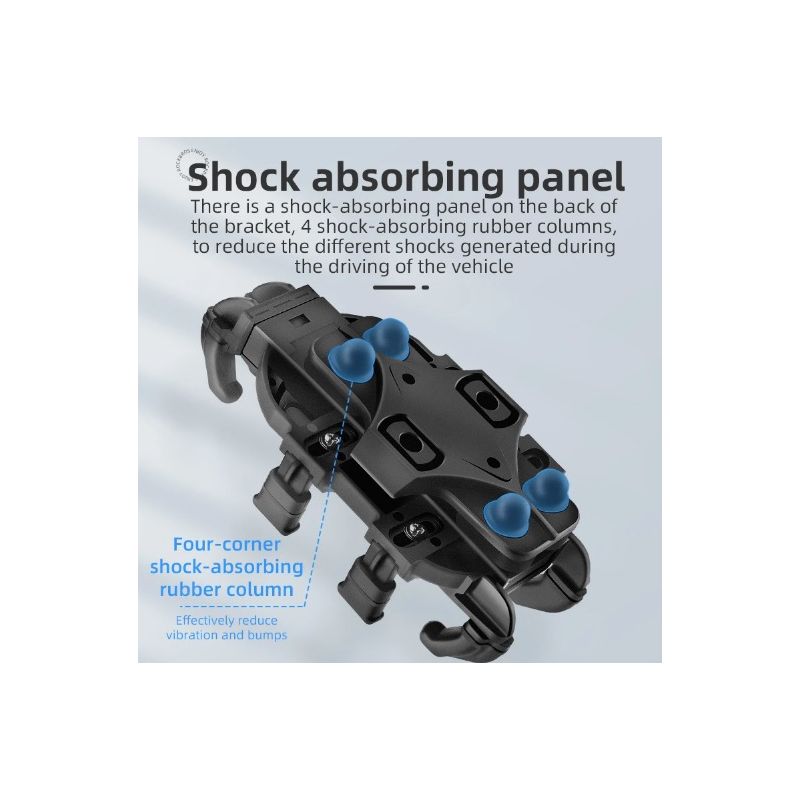 Support Téléphone Rotatif ROCKBROS Aluminium Réglable Vélo Moto Antidérapant avec Absorption Chocs Silicone