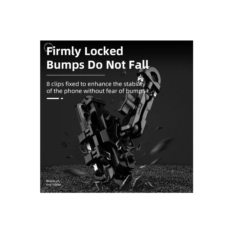 Support Téléphone Rotatif ROCKBROS Aluminium Réglable Vélo Moto Antidérapant avec Absorption Chocs Silicone