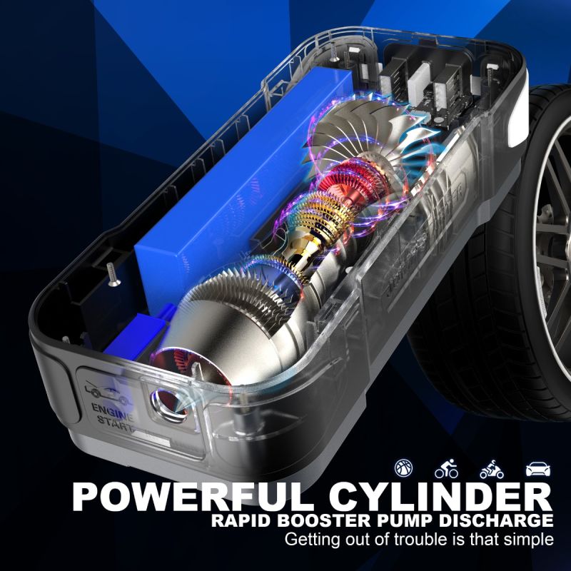 Démarreur de Saut Batterie Externe Design Compact 2000A Appareil Multifonctionnel pour Problèmes de Batterie