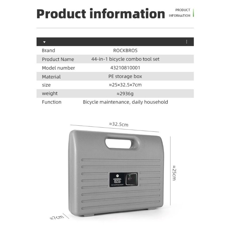 ROCKBROS kit outils cyclisme professionnels haute qualité rangement compact pour réparations vélo passionnés