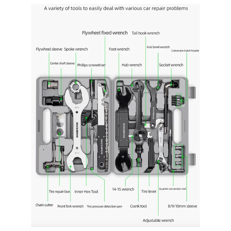 ROCKBROS kit outils cyclisme professionnels haute qualité rangement compact pour réparations vélo passionnés