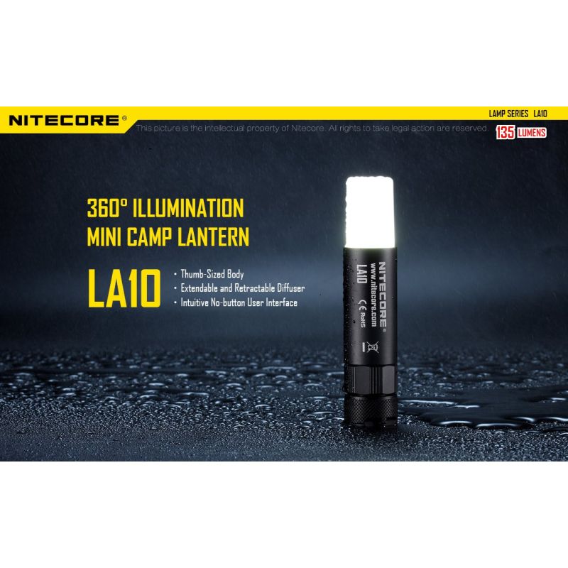 Lampe compacte Nitecore LA10 135 lumens LED Nichia XP-G2 S3 lampe de poche EDC design à rotation lampe d'extérieur