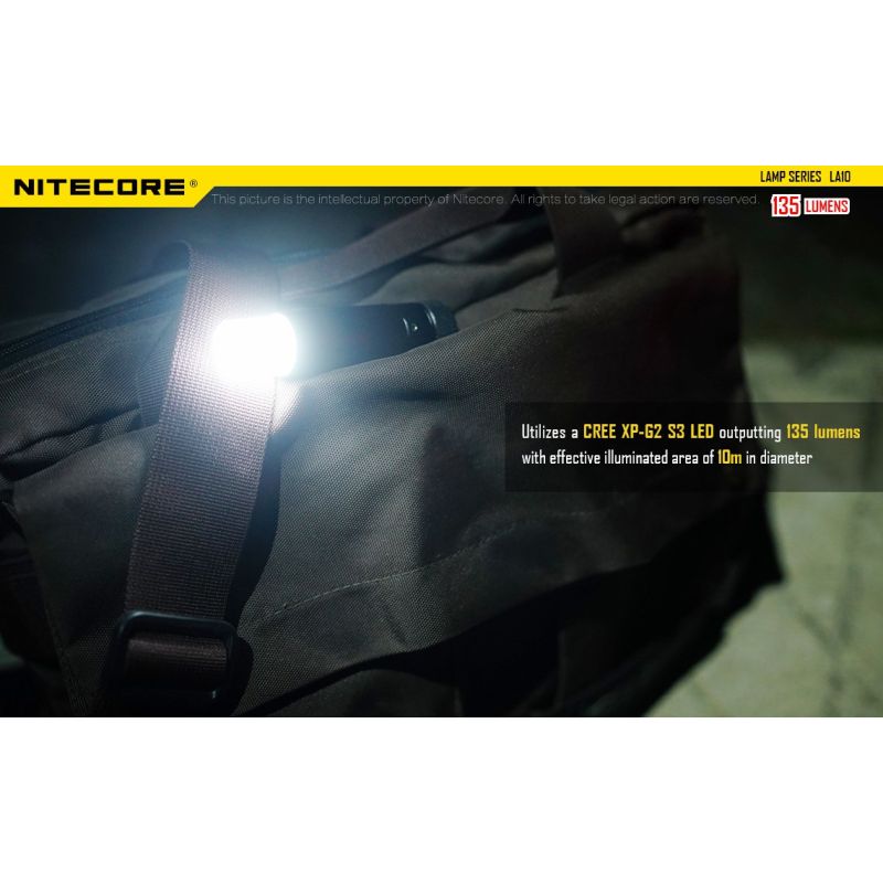 Lampe compacte Nitecore LA10 135 lumens LED Nichia XP-G2 S3 lampe de poche EDC design à rotation lampe d'extérieur
