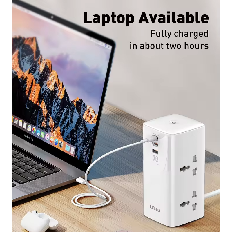 LDNIO Multiprise Tour Cube Parasurtenseur 70W USB-C/A UK US EU Adaptateur Universel Économie d'Espace