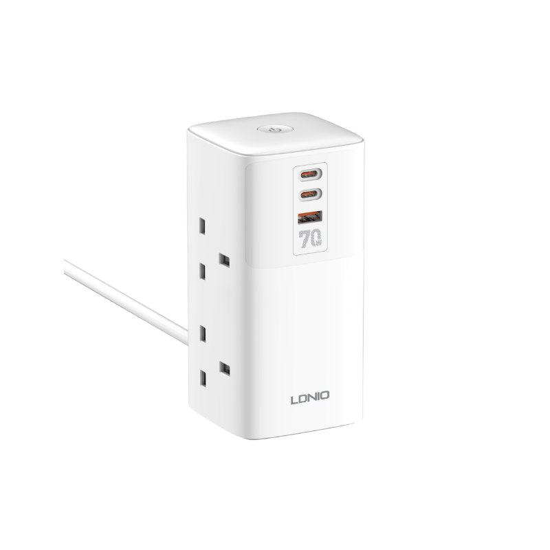 LDNIO Multiprise Tour Cube Parasurtenseur 70W USB-C/A UK US EU Adaptateur Universel Économie d'Espace