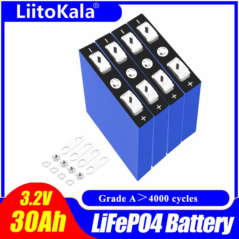 Batterie LiitoKala 3.2V 30Ah Lifepo4 Véhicule Électrique Haute Densité Énergétique Solaire Rechargeable