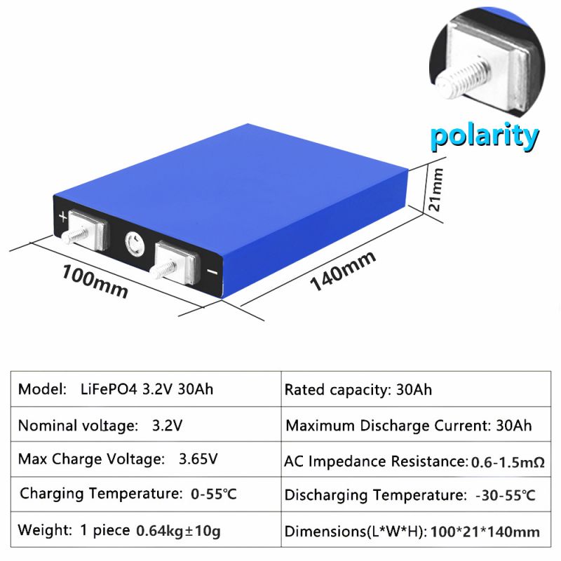 Batterie LiitoKala 3.2V 30Ah Lifepo4 Véhicule Électrique Haute Densité Énergétique Solaire Rechargeable