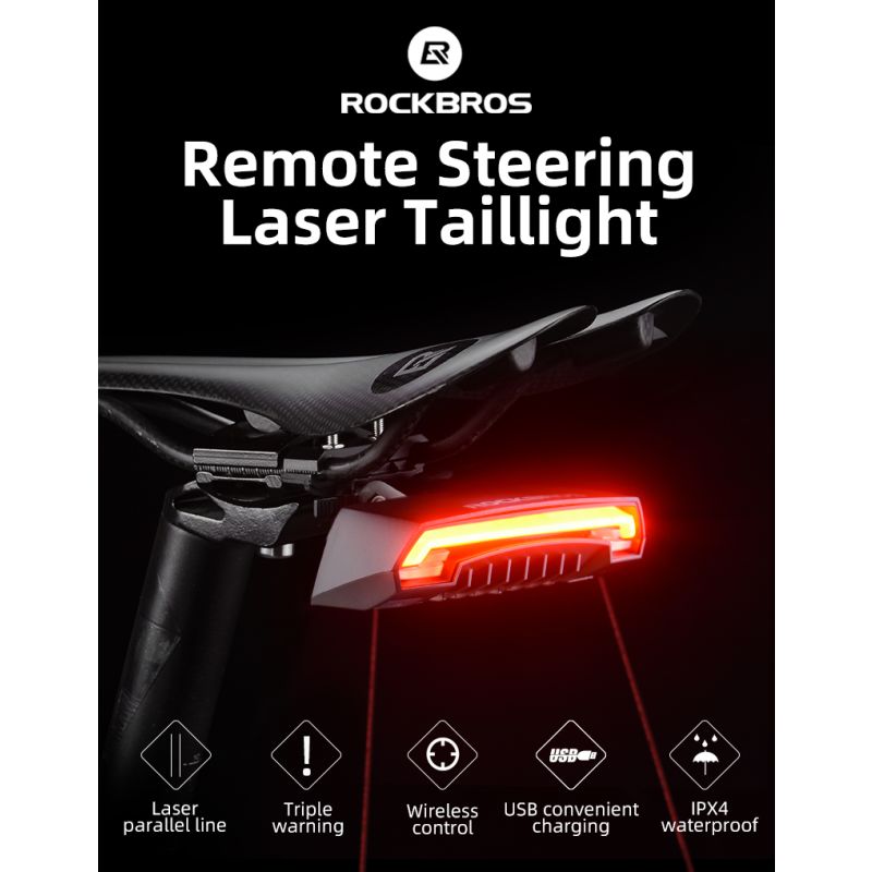 Découvrez ROCKBROS LKWD-R1 lumière de vélo LED USB intelligente avec télécommande sans fil feu arrière innovant