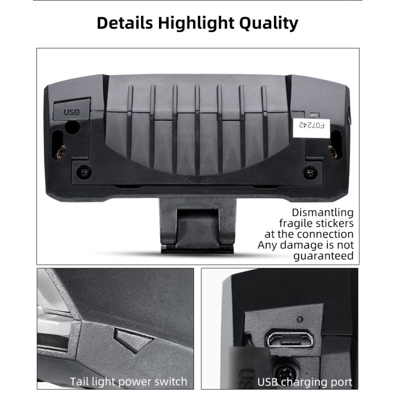 Découvrez ROCKBROS LKWD-R1 lumière de vélo LED USB intelligente avec télécommande sans fil feu arrière innovant