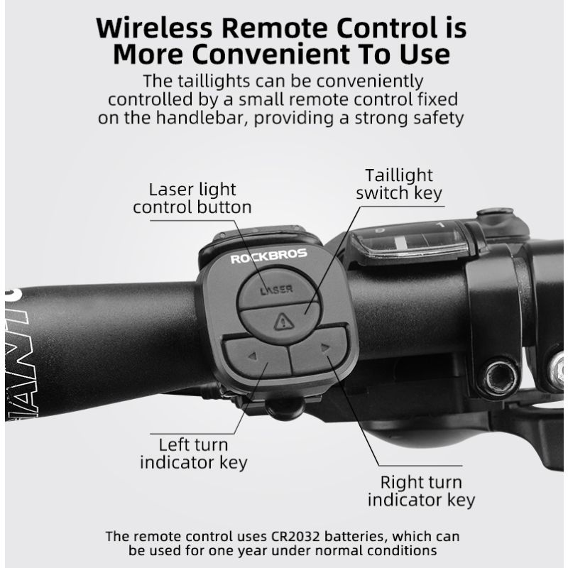 Découvrez ROCKBROS LKWD-R1 lumière de vélo LED USB intelligente avec télécommande sans fil feu arrière innovant