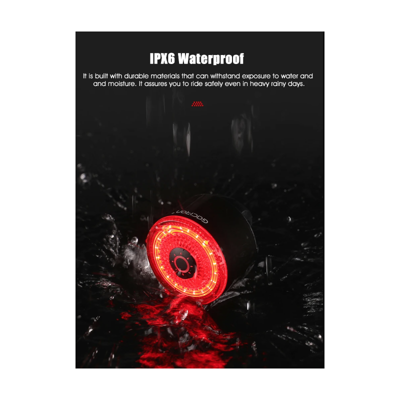 Gaciron LOOP-100 feu arrière vélo haute luminosité capteur de freinage sécurité cyclisme alliage d'aluminium