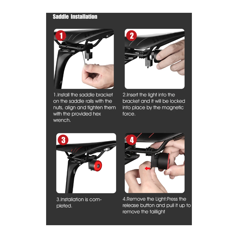 Gaciron LOOP-100 feu arrière vélo haute luminosité capteur de freinage sécurité cyclisme alliage d'aluminium