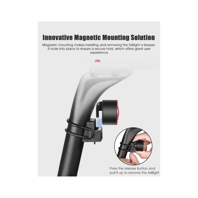 Gaciron LOOP-100 feu arrière vélo haute luminosité capteur de freinage sécurité cyclisme alliage d'aluminium