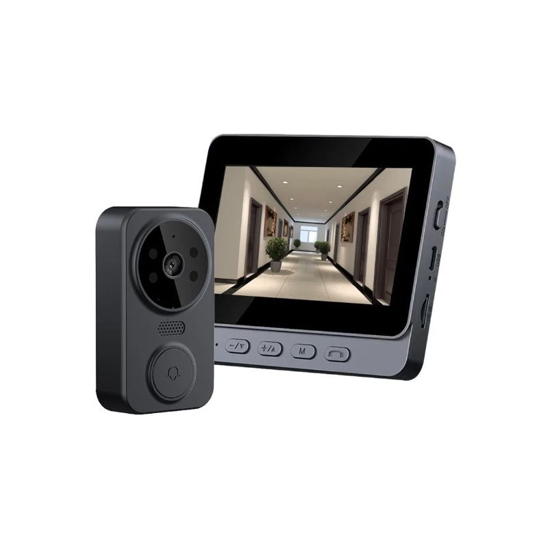 Sonnette Vidéo Sans Fil M12 avec Écran IPS 4.3 Pouces Sécurité Résidentielle Visuels Clairs et Vision Nocturne IR