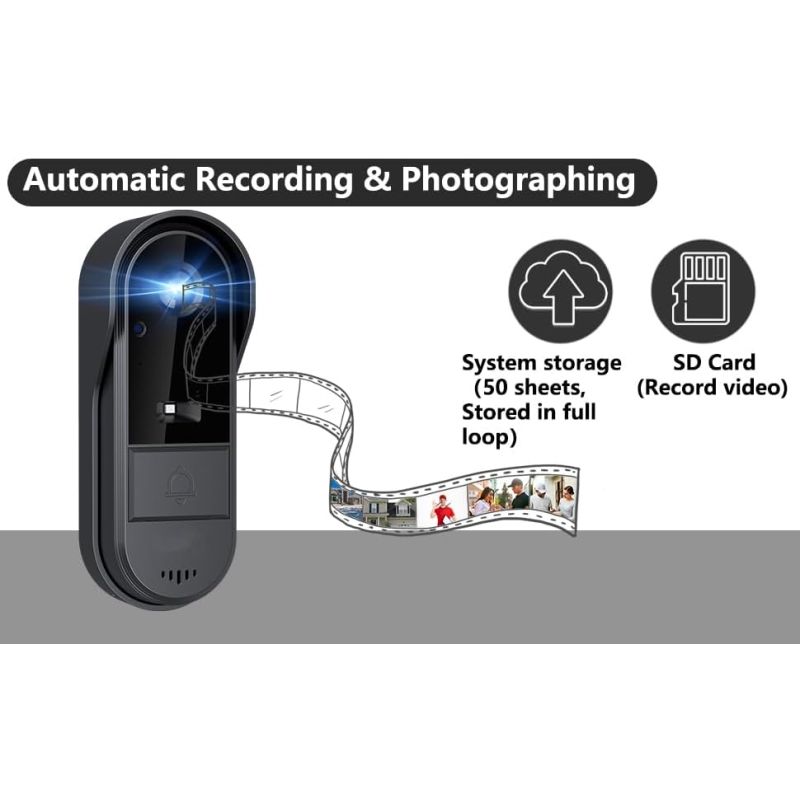 Sonnette vidéo sans fil avec écran de surveillance et audio bidirectionnel installation facile sécurité à domicile