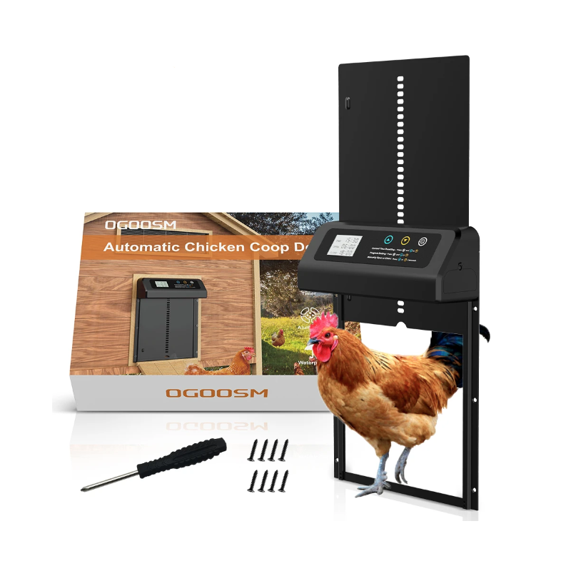 Ouvre-porte automatique de poulailler avec minuterie et capteur lumière aluminium robuste Accessoire essentiel