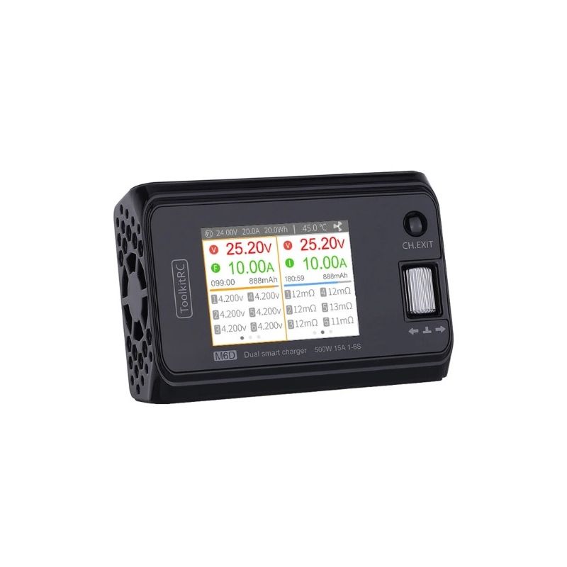 ToolkitRC M6D 500 W 15 A DC Chargeur Intelligent Double Canal Mini pour LiPo LiHV RC Chargeur Polyvalent