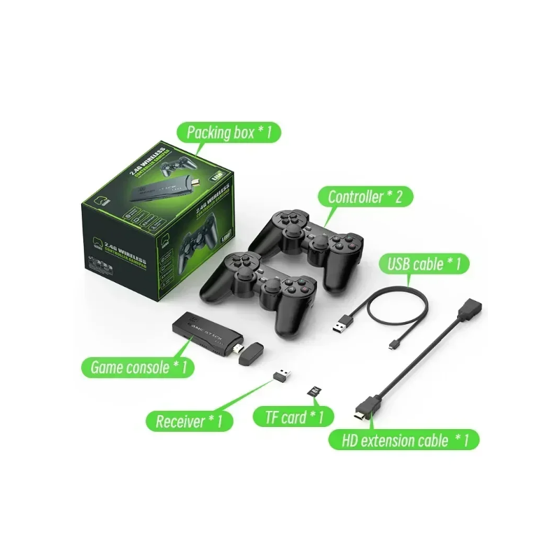 Console de jeu vidéo M8 Double contrôleur sans fil 2.4G Grande bibliothèque de jeux rétro 4K jusqu'à 10000 jeux