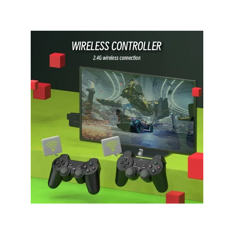 Console de jeu vidéo M8 Double contrôleur sans fil 2.4G Grande bibliothèque de jeux rétro 4K jusqu'à 10000 jeux