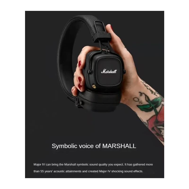 Casque Bluetooth Marshall Major IV avec son signature basses profondes et charge sans fil pour amateurs de musique