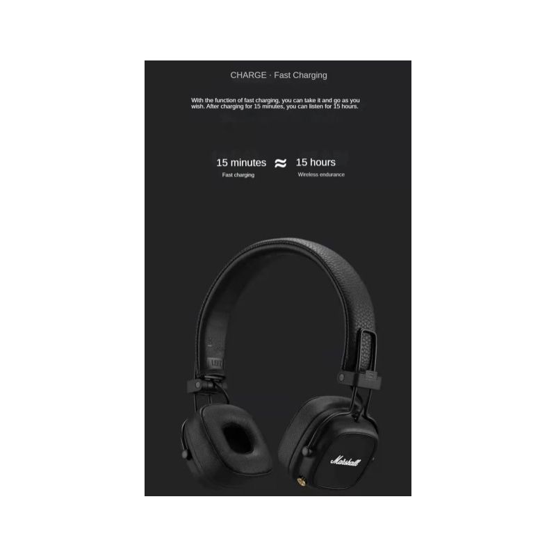 Casque Bluetooth Marshall Major IV avec son signature basses profondes et charge sans fil pour amateurs de musique