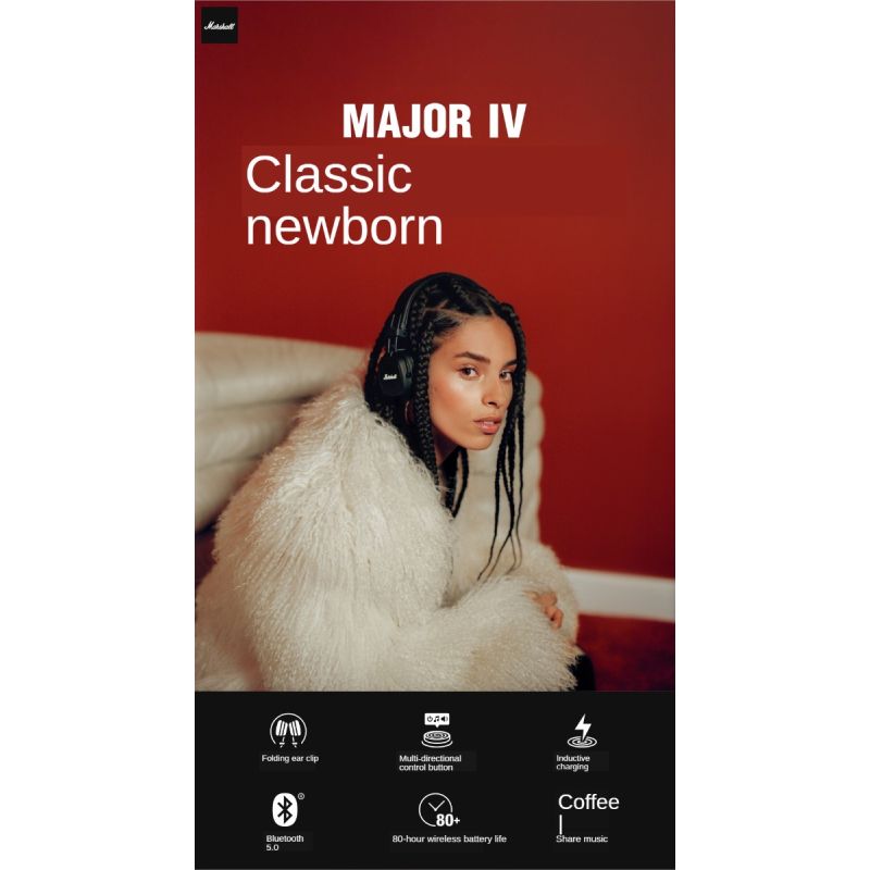 Casque Bluetooth sans fil Major III pliable microphone intégré son exceptionnel confort moderne Bluetooth 5.0