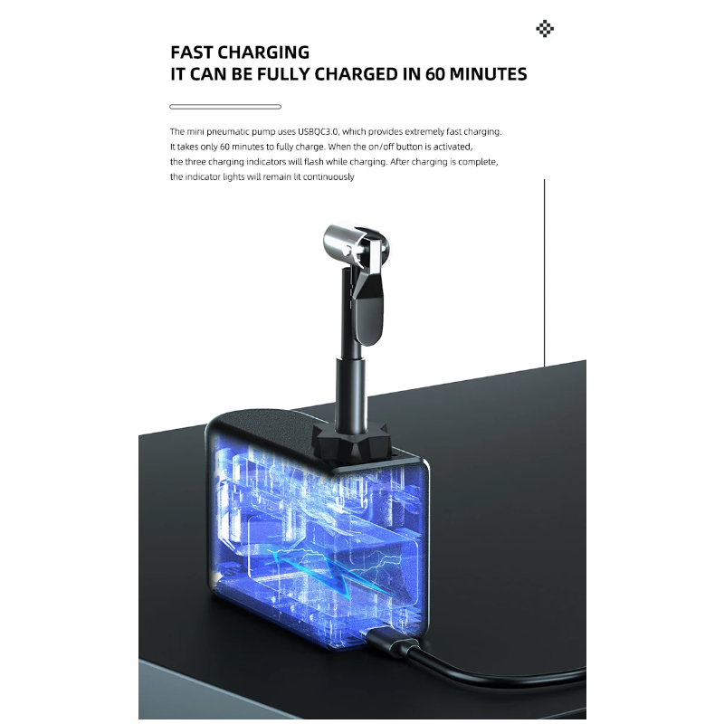 Mini pompe vélo polyvalente en alliage aluminium avec capteur pression haute précision et gonfleur rechargeable