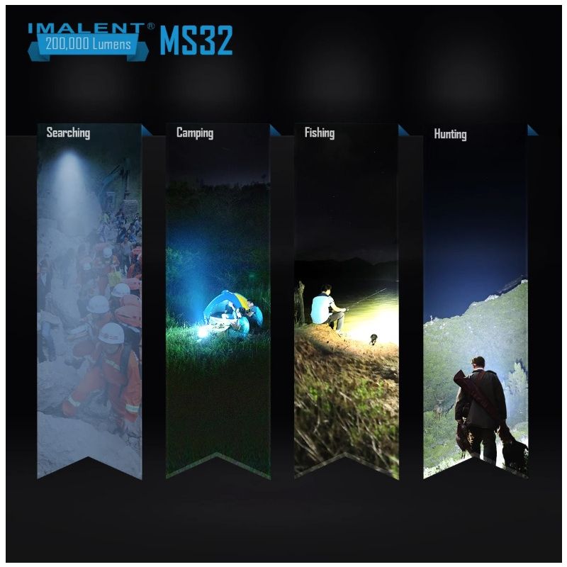 IMALENT MS32 Lampe de Poche LED Ultra Puissante 200000 Lumens pour Éclairage d'Aventure et Visibilité Nocturne