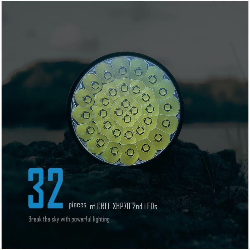 IMALENT MS32 Lampe de Poche LED Ultra Puissante 200000 Lumens pour Éclairage d'Aventure et Visibilité Nocturne