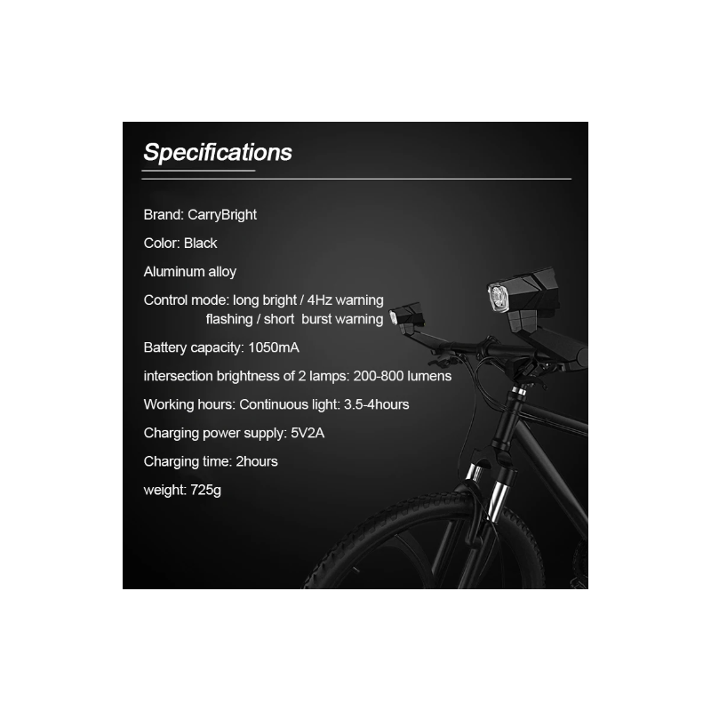 Phare rétroviseur CarryBright CB800 visibilité cycliste alliage aluminium design bouton verrouillage vélo sécurité