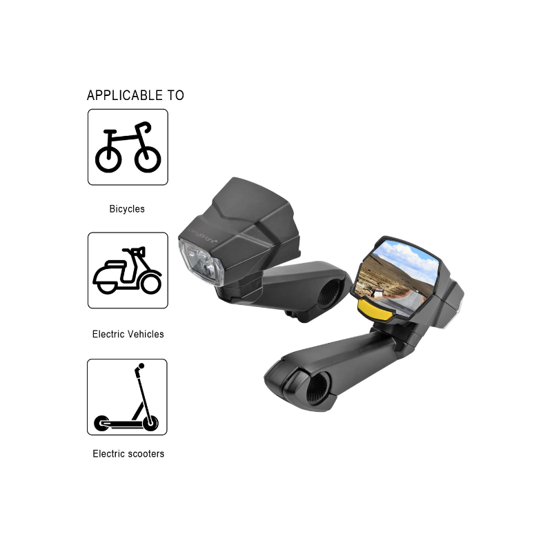 Phare rétroviseur CarryBright CB800 visibilité cycliste alliage aluminium design bouton verrouillage vélo sécurité