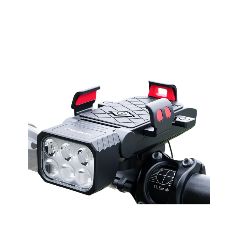 Phare Vélo Multifonction 3-en-1 avec Klaxon & Support Téléphone. Sécurité Vélo USB-C.