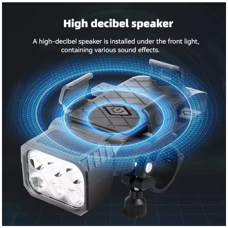 Phare Vélo Multifonction 3-en-1 avec Klaxon & Support Téléphone. Sécurité Vélo USB-C.