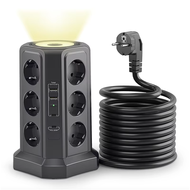 Multiprise Parafoudre XT-G3211 4000W 16A avec USB-A/C, Veilleuse. Protection Surtension/Surcharge, Bureau/Domestique.