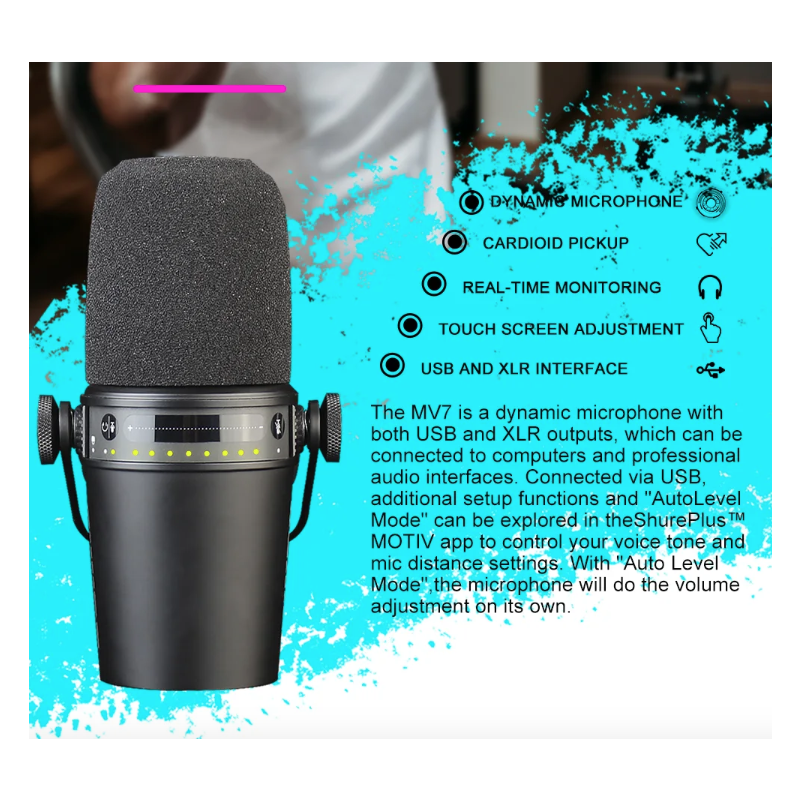 Découvrez le MV7 Microphone Dynamique Professionnel idéal pour Podcast et Enregistrement Vocal Son de Haute Qualité