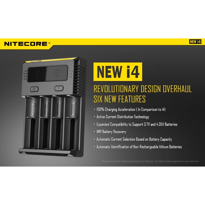 Nitecore NOUVEAU I4 Chargeur de Batterie Li-ion Technologie de Charge Intelligente Compatibilité Étendue