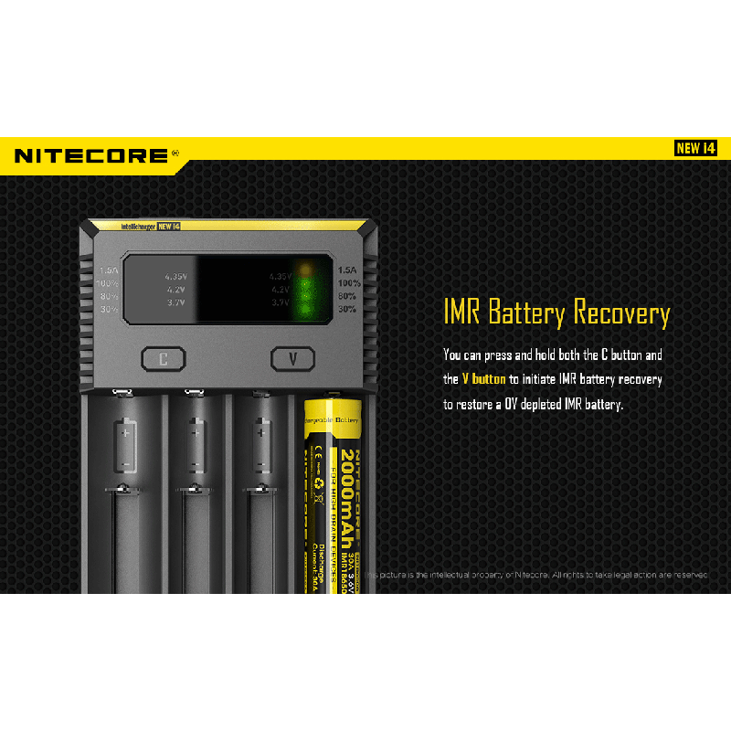 Nitecore NOUVEAU I4 Chargeur de Batterie Li-ion Technologie de Charge Intelligente Compatibilité Étendue