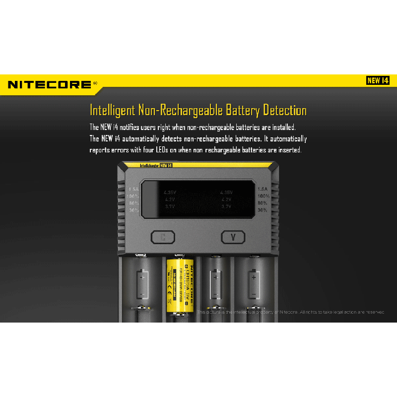 Nitecore NOUVEAU I4 Chargeur de Batterie Li-ion Technologie de Charge Intelligente Compatibilité Étendue