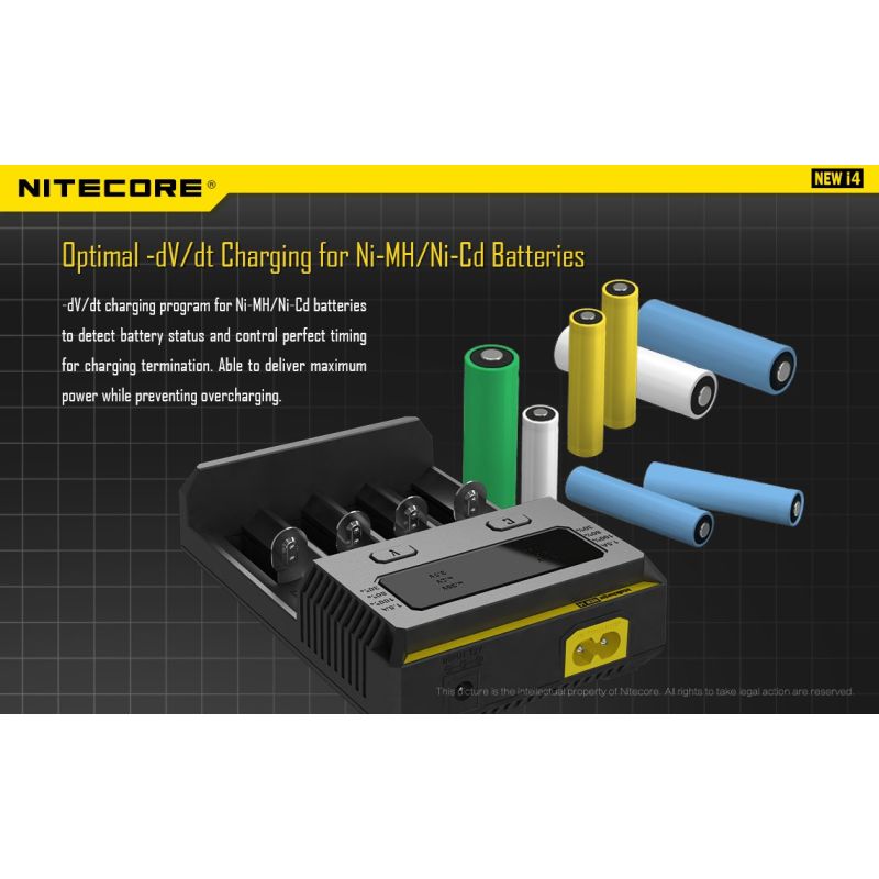 Nitecore NOUVEAU I4 Chargeur de Batterie Li-ion Technologie de Charge Intelligente Compatibilité Étendue
