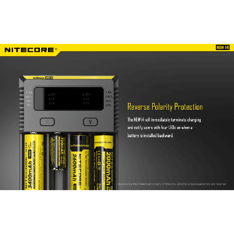 Nitecore NOUVEAU I4 Chargeur de Batterie Li-ion Technologie de Charge Intelligente Compatibilité Étendue