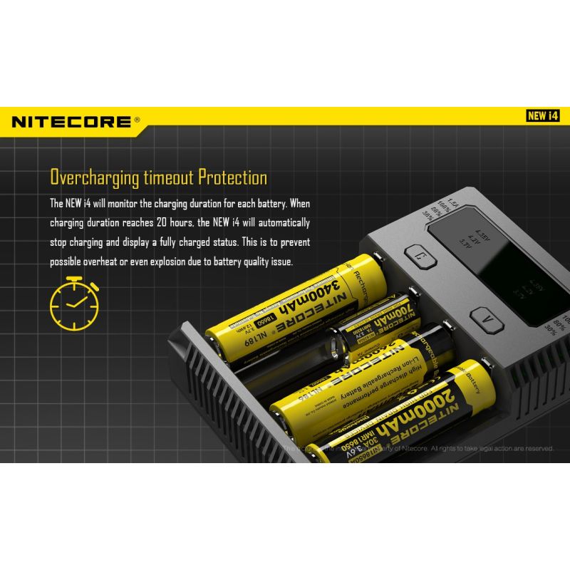 Nitecore NOUVEAU I4 Chargeur de Batterie Li-ion Technologie de Charge Intelligente Compatibilité Étendue